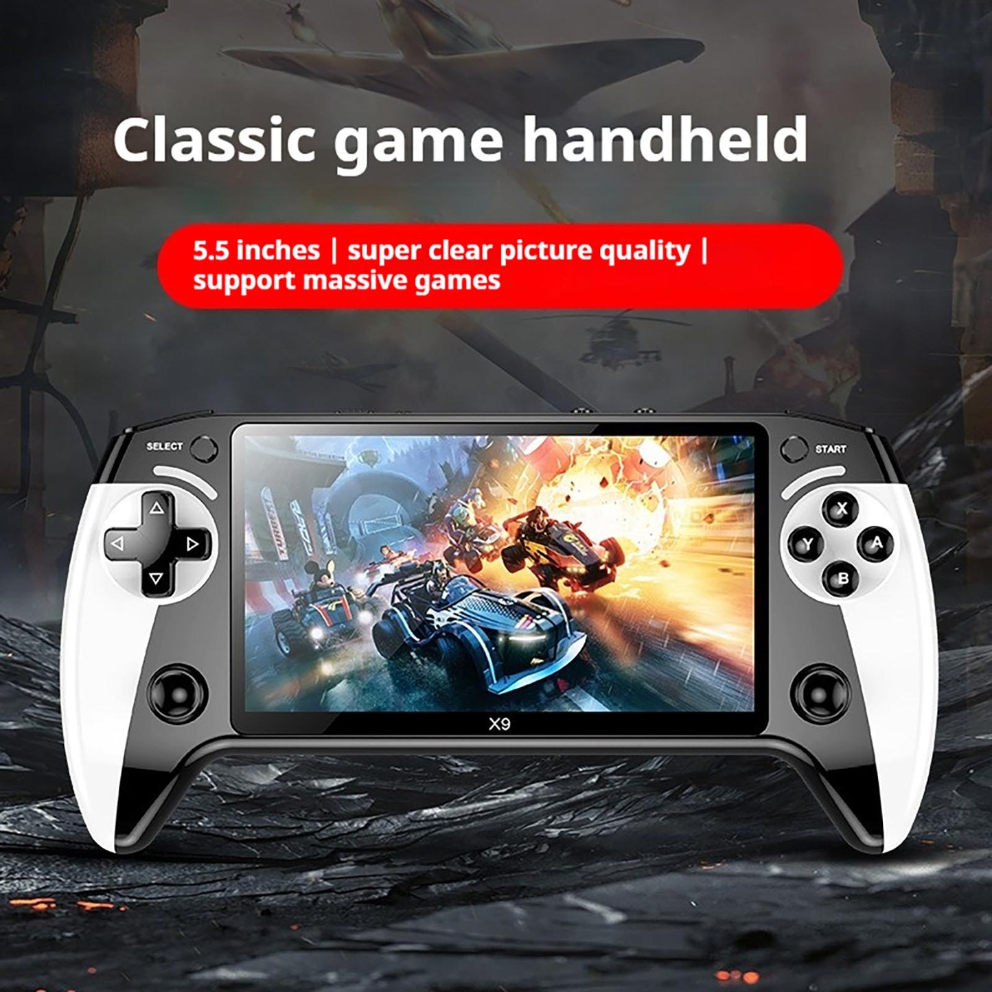 2025 X9 Handheld Game Console, 5.5'' HD Display Retro Gaming Console with 10 Emulators, Built-in 3000 Classic Games, Supports TV Output, Portable Video Game Player for Kids & Adults