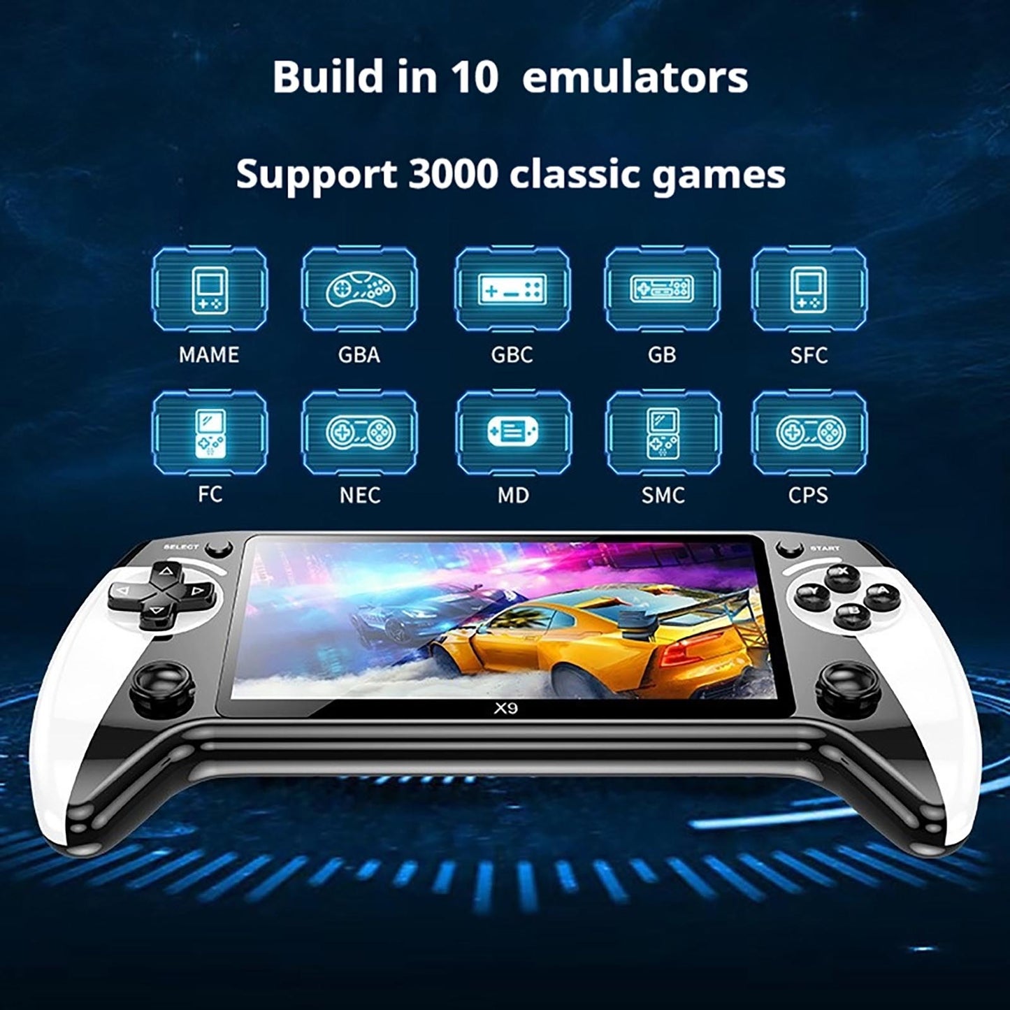 2025 X9 Handheld Game Console, 5.5'' HD Display Retro Gaming Console with 10 Emulators, Built-in 3000 Classic Games, Supports TV Output, Portable Video Game Player for Kids & Adults