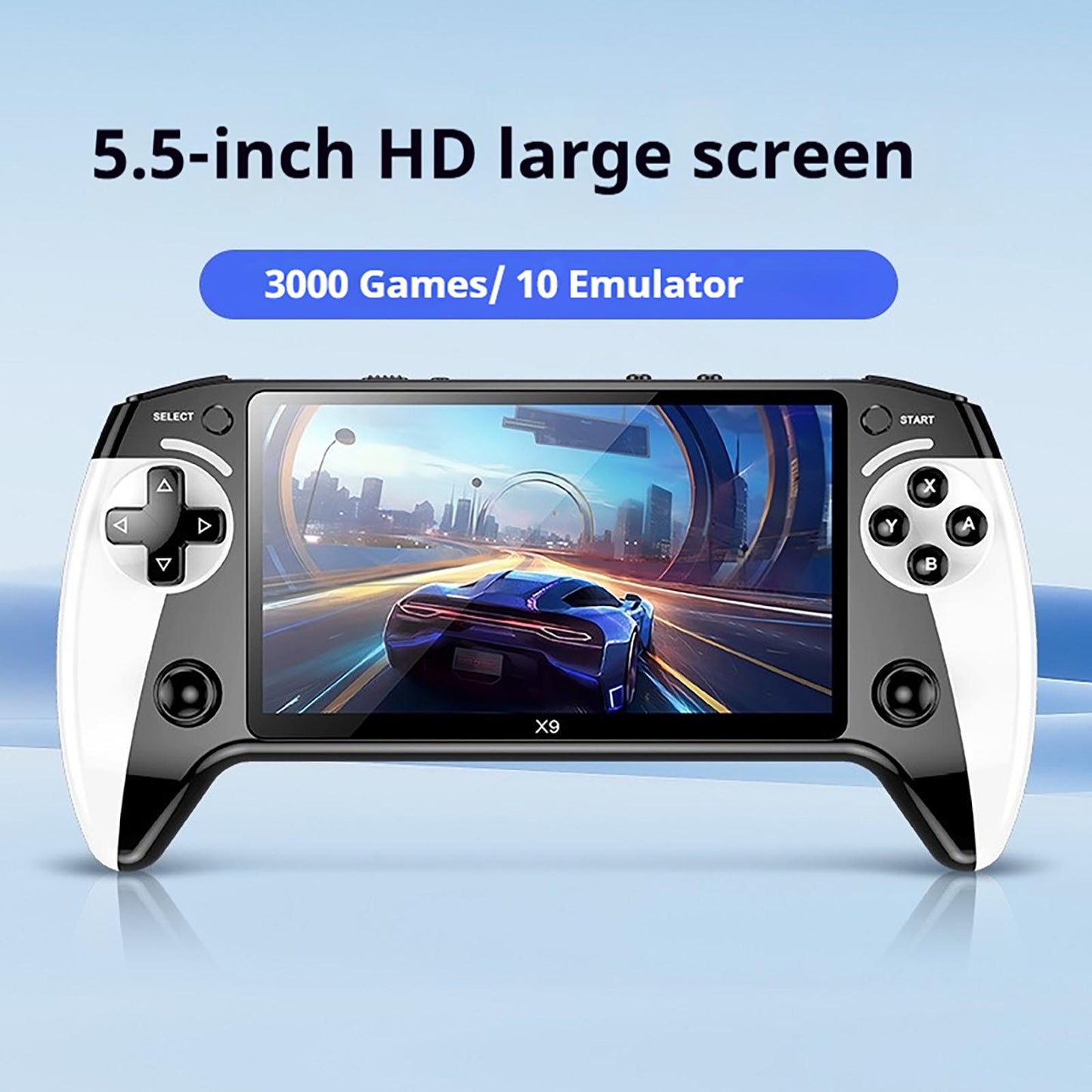 2025 X9 Handheld Game Console, 5.5'' HD Display Retro Gaming Console with 10 Emulators, Built-in 3000 Classic Games, Supports TV Output, Portable Video Game Player for Kids & Adults