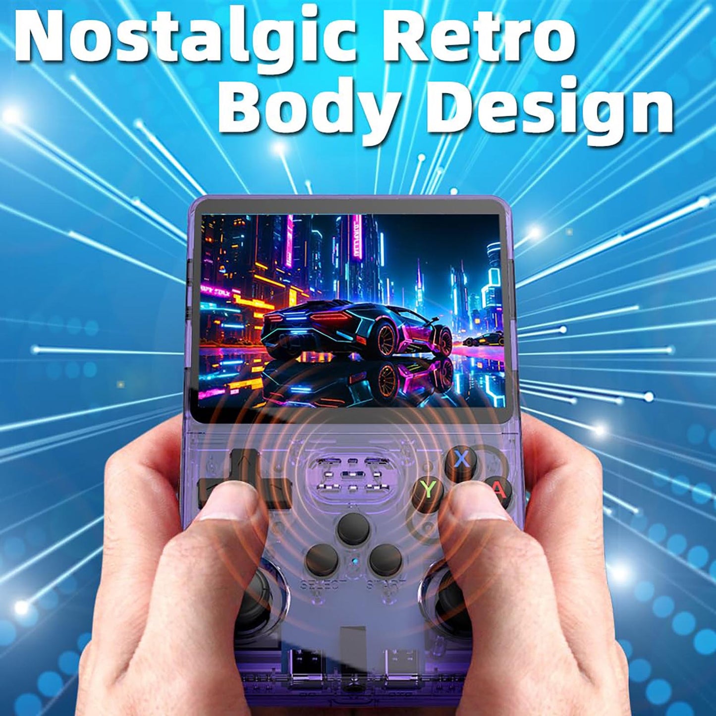 R36S Retro Handheld Game Console, 3.5“ HD Display, Dual 3D Joysticks, 3500mah battery, 11 Emulator Systems, 64GB 15000+ Games